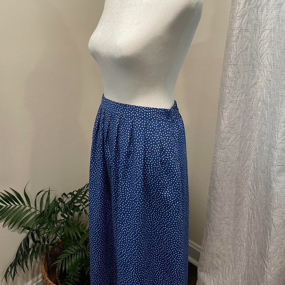 Vintage 1980's Blue and White Midi Skirt  By Joan Leslie - Picture 5 of 8